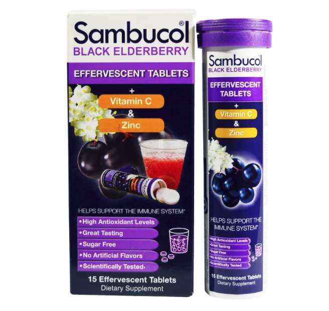 Sambucol, ブラックエルダーベリー 発泡性タブレット