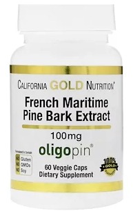 California Gold Nutrition, フランスカイガンショウ樹皮エキス、オリゴピン、抗酸化ポリフェノール、100mg